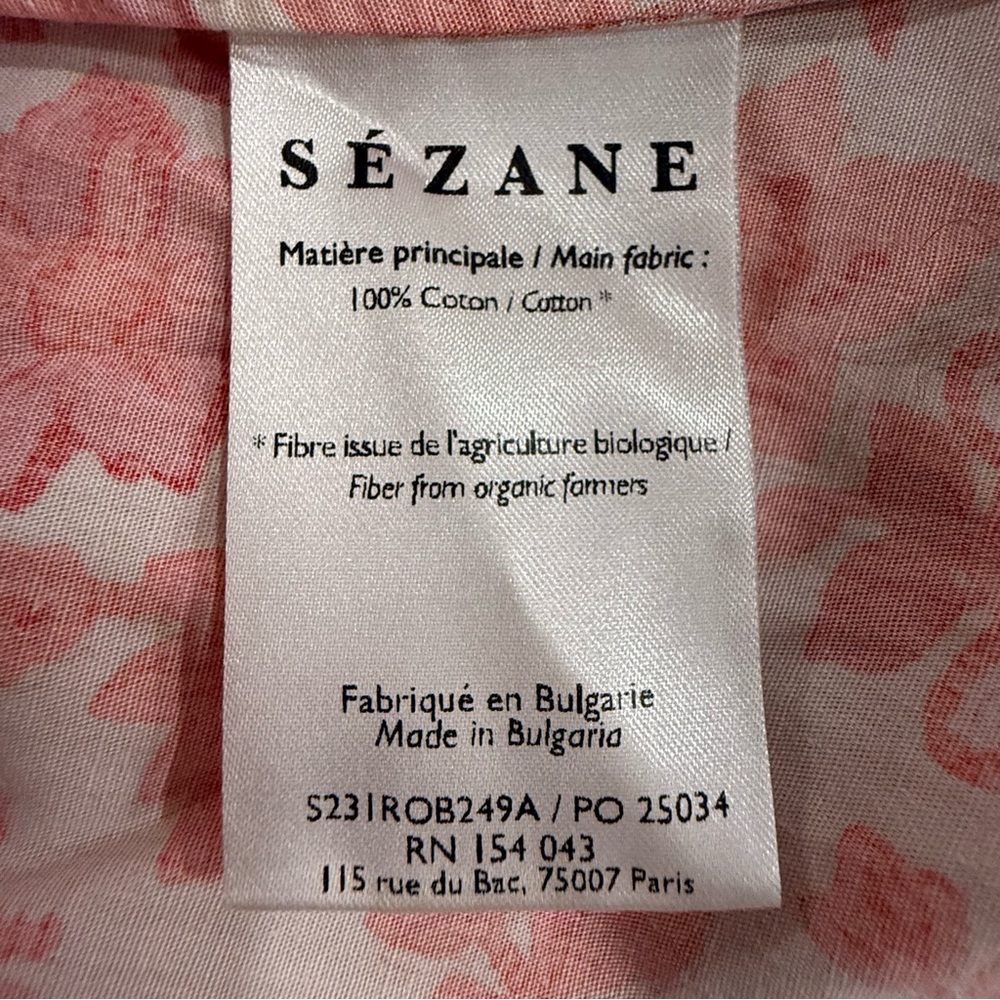 Sezane Teva Floral One-Shoulder Dress 44 US 12 France Coral Cream Maxi Vacation - Picture 12 of 16